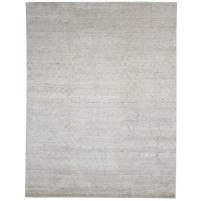 Modern Hand Knotted Wool / Silk (Silkette) Grey 9' x 12' Rug