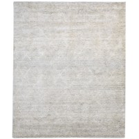 Modern Hand Knotted Wool / Silk (Silkette) Beige 8' x 10' Rug