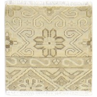 Traditional-Persian/Oriental Hand Knotted Wool Beige 2' x 2' Rug