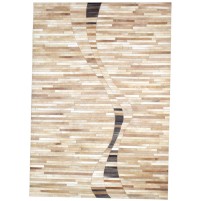 Modern Hand Woven Leather / Cotton Beige 5' x 7' Rug