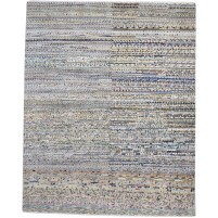 Modern Hand Knotted Wool Sand 8' x 10' Rug