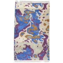Modern Hand Knotted Wool Blue 3' x 5' Rug
