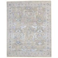 Traditional-Persian/Oriental Hand Knotted Wool / Silk (Silkette) Beige 8' x 10' Rug