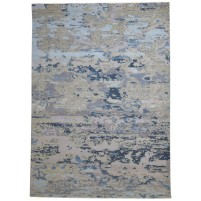 Modern Hand Knotted Wool Beige 9' x 13' Rug