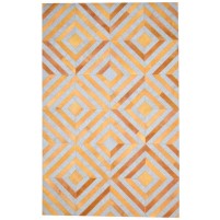 Modern Hand Woven Leather / Cotton Gold 5' x 8' Rug