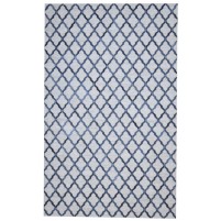 Hand Woven Moroccan Blue / Grey Jakarta JAK106 Leather / Viscose Rug