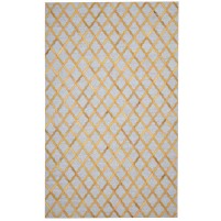Hand Woven Moroccan Gold / Grey Jakarta JAK106 Leather / Viscose Rug
