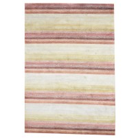 Modern Hand Knotted Wool / Linen Pink 7' x 10' Rug