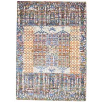 Modern Hand Knotted Silk Blue 5' x 7' Rug