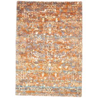 Traditional-Persian/Oriental Hand Knotted Silk Rust 5' x 8' Rug