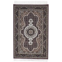 Traditional-Persian/Oriental Hand Knotted Wool Black 4' x 6' Rug