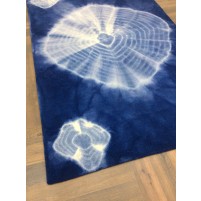 Handmade Woolen Shibori D.blue Area Rug t-549 5x8