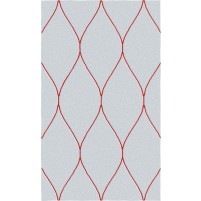 George TS3005 Light Grey / Red Wool Hand-Tufted Rug - Rectangle 3' x 5'