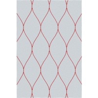 George TS3005 Light Grey / Red Wool Hand-Tufted Rug - Rectangle 4' x 6'