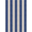 Handmade Silver Navy Blue VSAE12BD08 Stripe Rugs 5'X8'