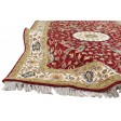 Traditional-Persian/Oriental Hand Knotted Wool / Silk (Silkette) Red 4' x 6' Rug